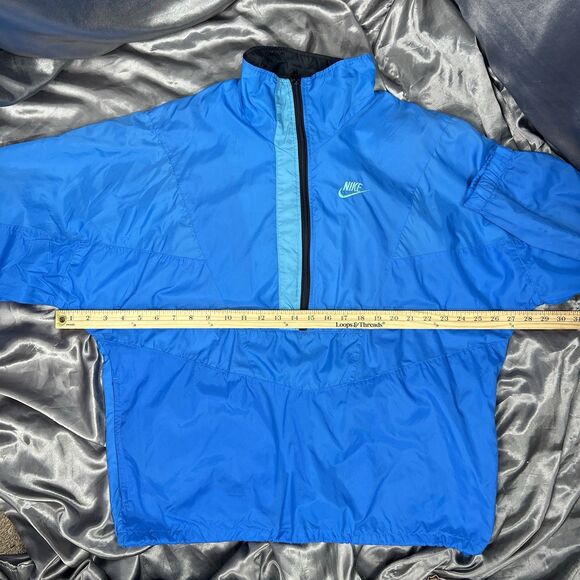 Vintage 90s Nike 1/2 Zip Windbreaker Jacket Sz L Spell Out Swoosh Blue Pullover - Picture 10 of 12